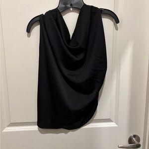 Assymetrical Elegant Black Draped Top